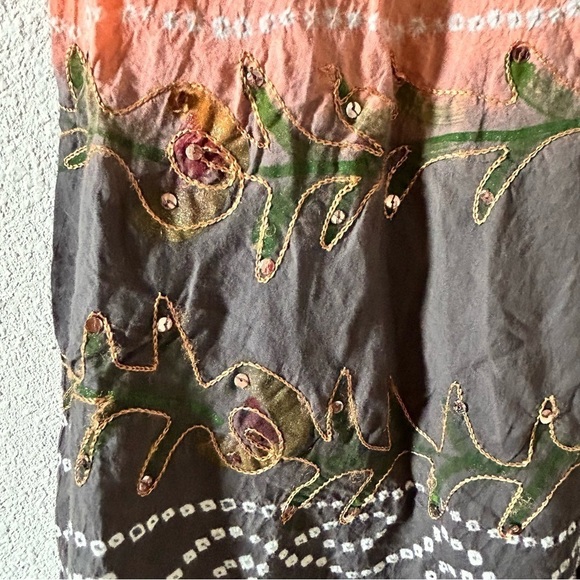 Max Studio Boho Embroidered Sequin Floral Vine Aline Skirt Women Size 4 - Picture 2 of 14